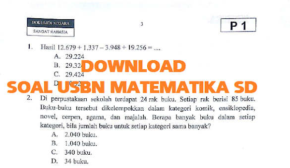 Contoh Soal Usbn Matematika Sd 2019