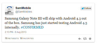 Samsung confirm Galaxy Note 3 will run Android OS 4.3