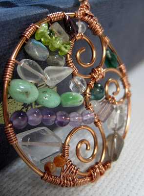 Semi-precious stone mosaic necklace