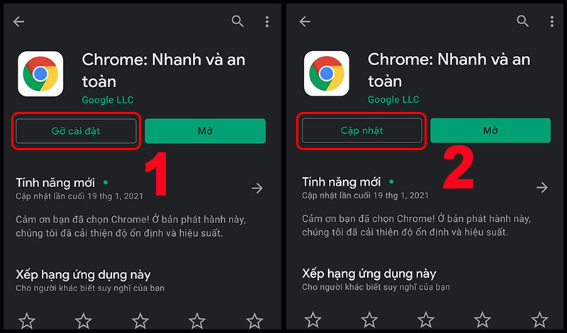 Chọn Gỡ cài đặt