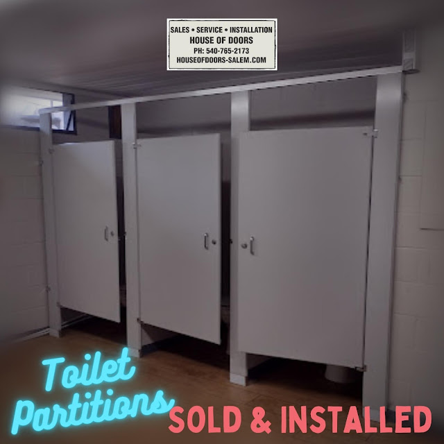 Toilet dividers sold and installed by House of Doors