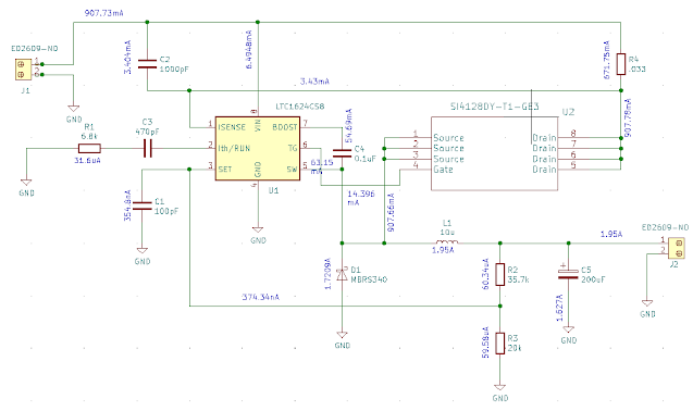 Eeschema Circuit with Currents Indicated