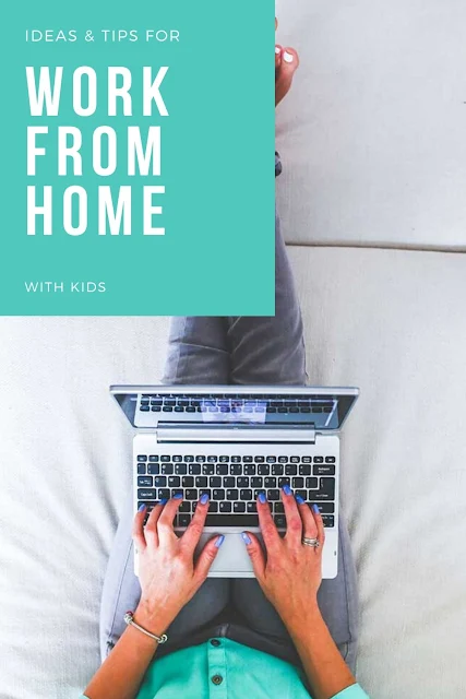 Tips for working from home during quarantine.  How to make a home office and schedule with kids. Get ideas and tips for time management and how to make a new routine schedule with kids. Tips for work at home with kids for mom or dad. #workathome #parenting #withkids #workfromhome