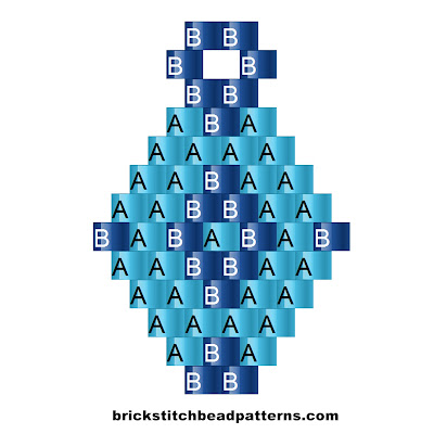 Free brick stitch seed bead earring pattern labeled color chart.