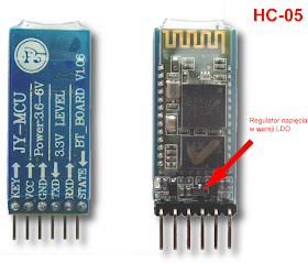 Przykład modułu HC-05 z regulatorem napięcia 3,3V