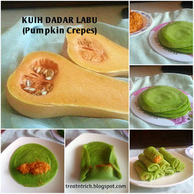 Kuih Dadar Labu/Pumpkin Crepes Recipe @ treatntrick.blogspot.com