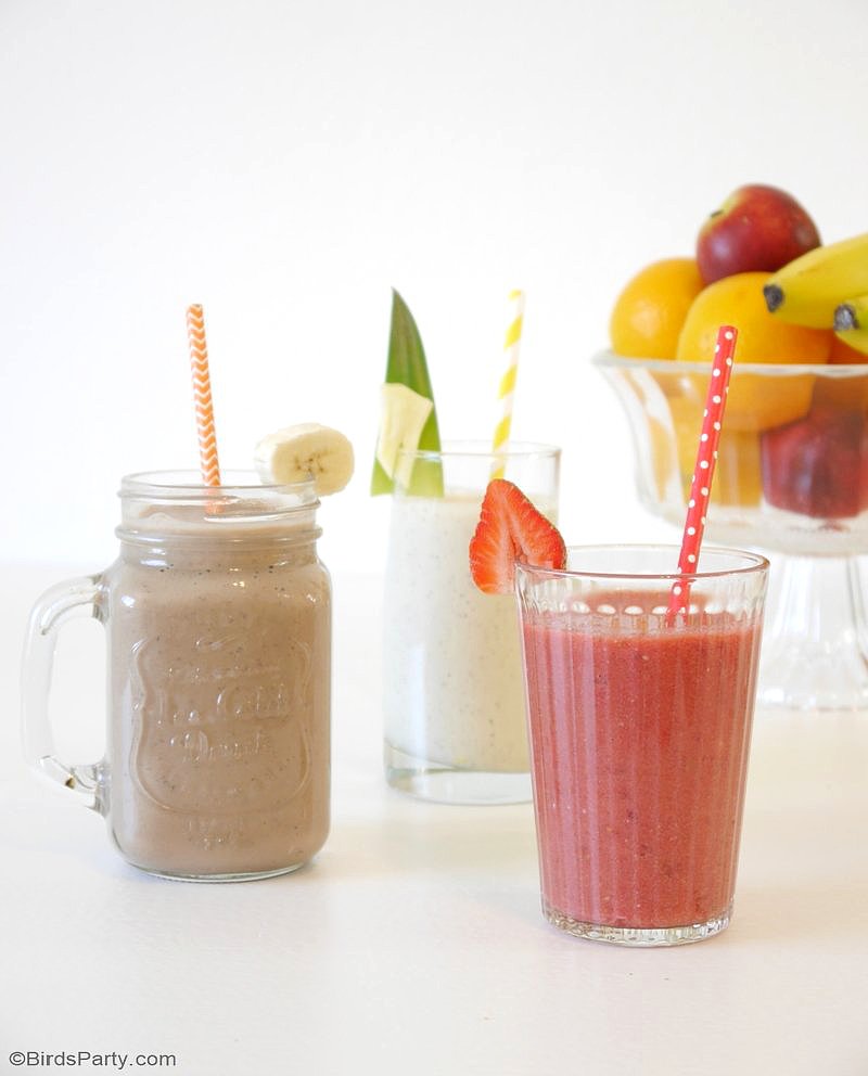 Un Bar à Smoothies avec Recettes - Une idée rafraîchissante pour une baby shower, un brunch d'été ou fête en famille! by BirdsParty.fr @birdsparty