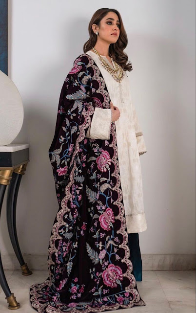 heavy embroired dupatta with plain suit