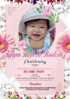 best  Pink Floral Invitation Design for Christening