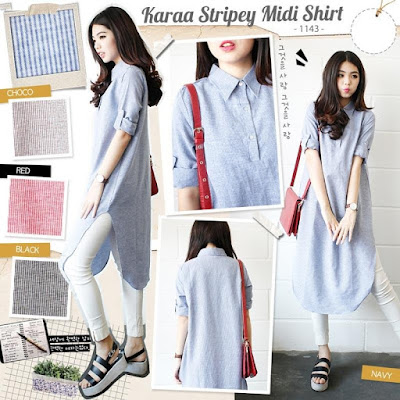 Atasan Karaa Stripey Midi Shirt - 10430