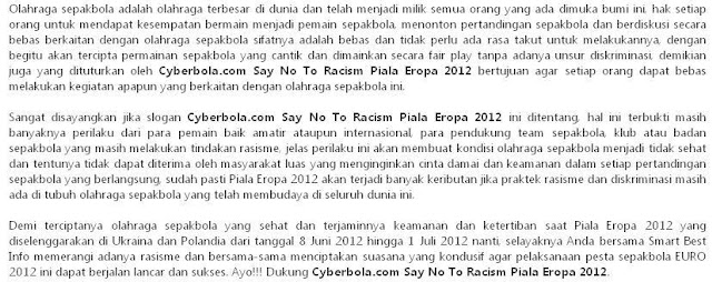 Artikel Cyberbola.com Say No To Racism Piala Eropa 2012_2