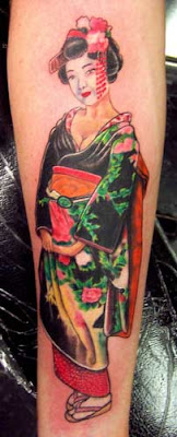 Geisha Girl Picture Tattoo on Hand