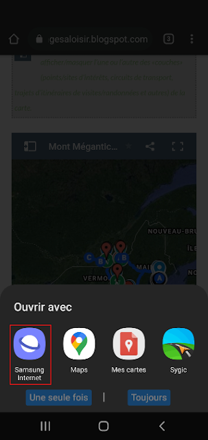 Ouvrir la carte MY MAPS avec un navigateur Internet