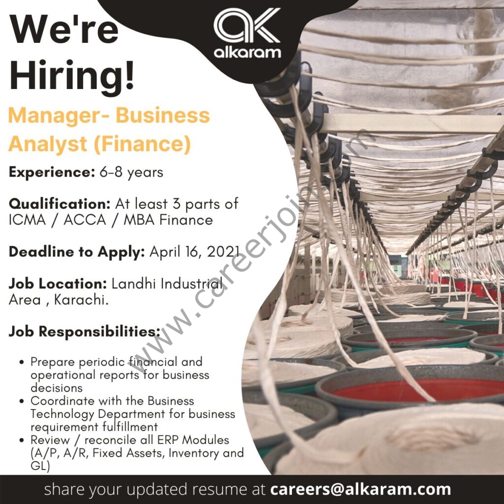 Alkaram Textile Mills Pvt Ltd Jobs in Pakistan 2021 - Apply via careers@alkaram.com - Careers at Alkaram Textile Mills Pvt Ltd