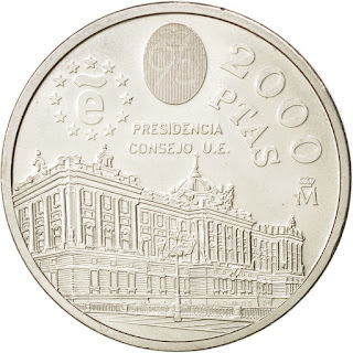 Spain 2000 Pesetas Silver Coin 1995 Royal Palace of Madrid