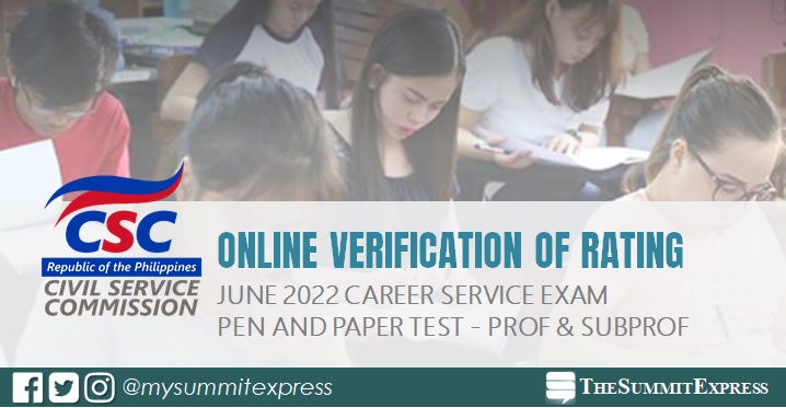 Online Verification of Rating OCSERGS: June 2022 Civil Service Exam CSE-PPT