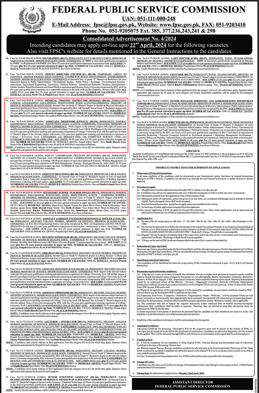 Federal Government Educational Institution Jobs 2024 | FPSC Jobs 2024