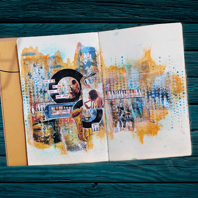 Create Music/Jazz themed masterpieces in your art journal by Lou Sims