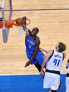 Ibaka dunk on Dirk Nowitzki, (El Cubano)