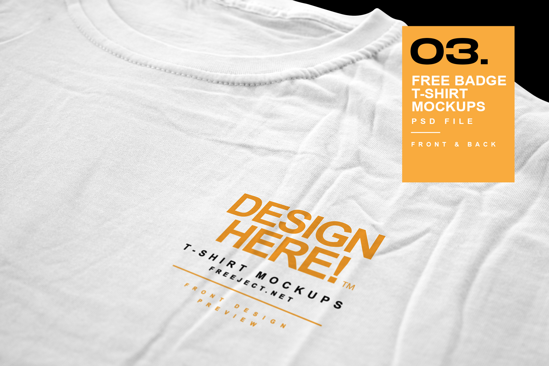 Download Free Download Detail Badge on T-Shirt Mockups Design - PSD File