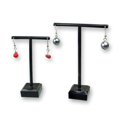 T-Shaped Earring Display Stand Set of two, each holding a pair of hook earrings