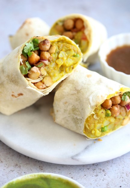 Samosa Wraps - Spiced Potato Chickpea Chutney Burrito