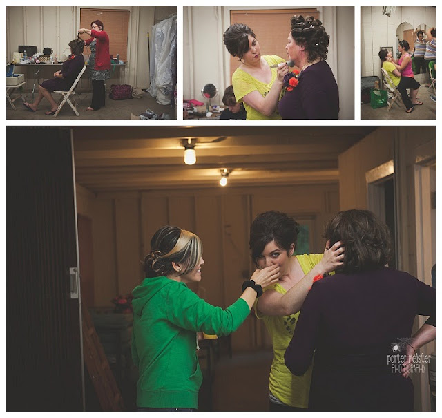 images of bridal party getting ready