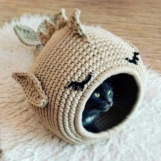 Casinha de Crochê para Gatos