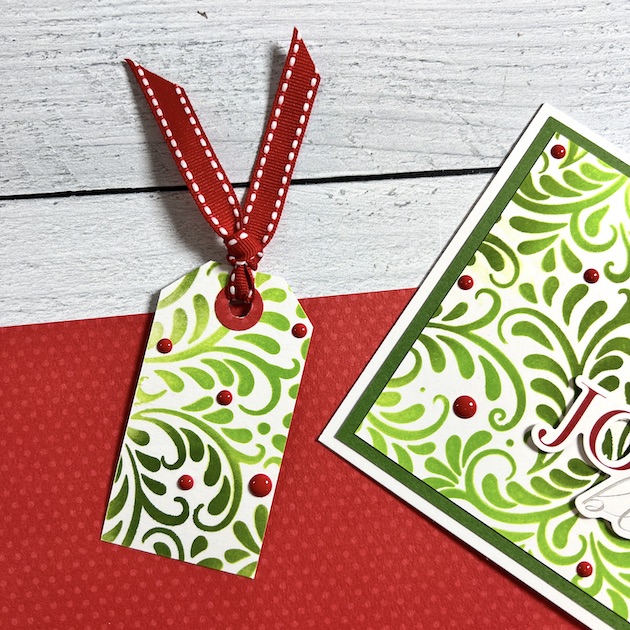 Stenciled Christmas Card & tag by Artsy Albums