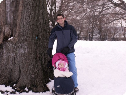 Elaine's first sledding trip