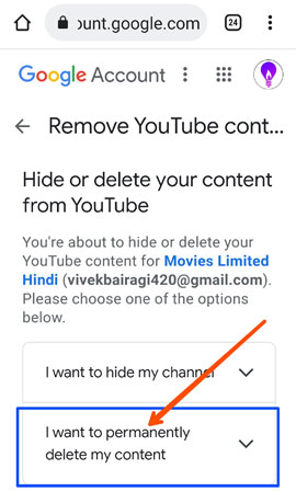 permanently delete channel