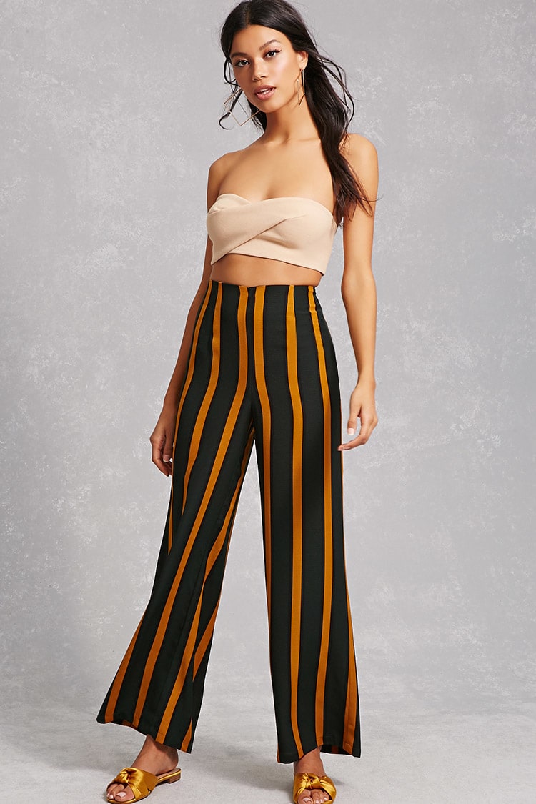 Yellow Striped Palazzo Pants