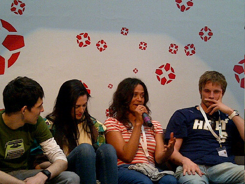 Johnny Caps and cast members Bradley James Colin Morgan Angel Coulby