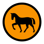 Badge with a silhouette of a horse