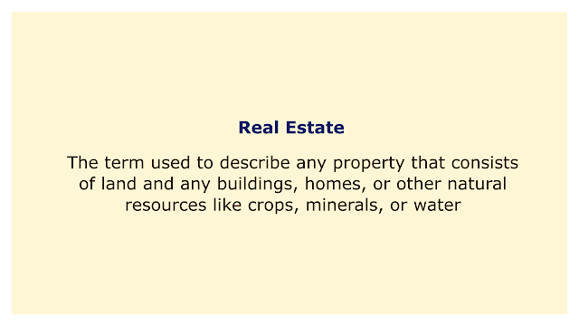 The term used to describe any property that consists of land and any buildings, homes, or other natural resources like crops, minerals, or water.