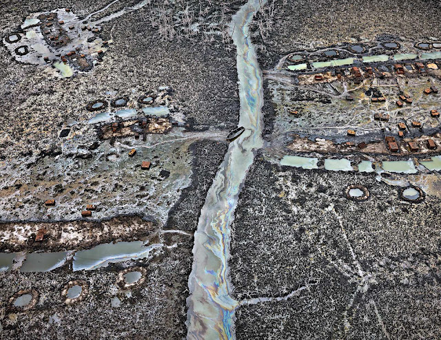 an Edward Burtynsky photograph of polution from a birdseye view, an aerial photograph