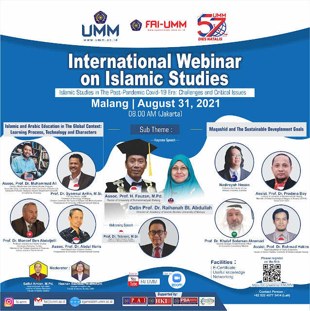 Fakultas Agama Islam UMM Adakan Webinar Internasional Studi Islam dengan Sepuluh Narasumber dari Enam Negara Berbeda