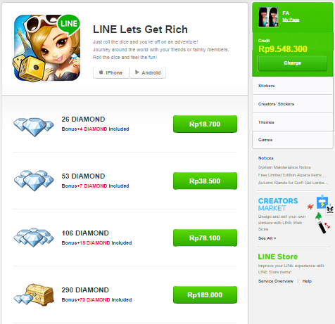 Cara Membeli Dimaond Game LINE Let's Get Rich Monopoly dengan Pulsa Telkomsel - Wong Tamfan