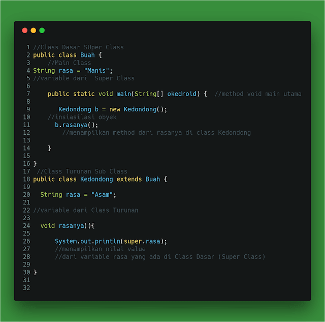 berfungsi sebagai variable acuan class  Belajar Mengenal Keyword Super di Bahasa Pemrograman Java