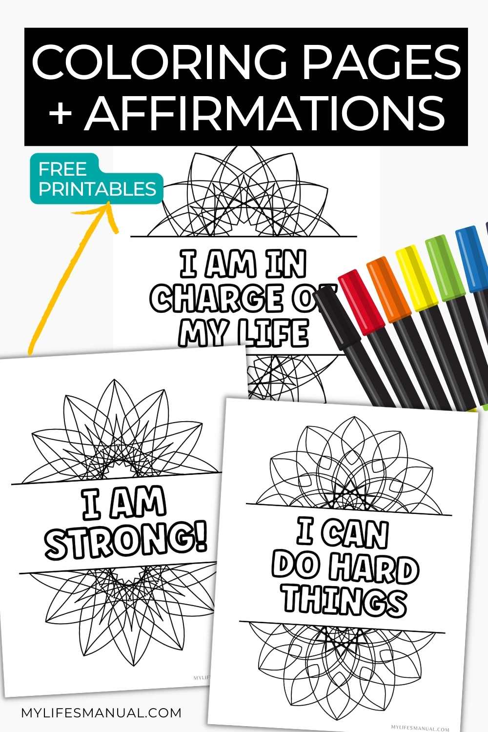 Free adult coloring pages printables and affirmations