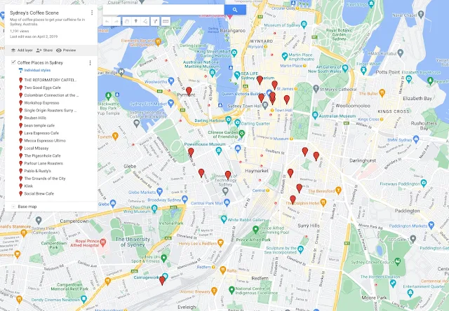 Best Coffee in Sydney Map