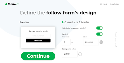 Desain form subscription Folloy by Email