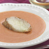 Creamy Tomato Bisque with Mozzarella Crostini