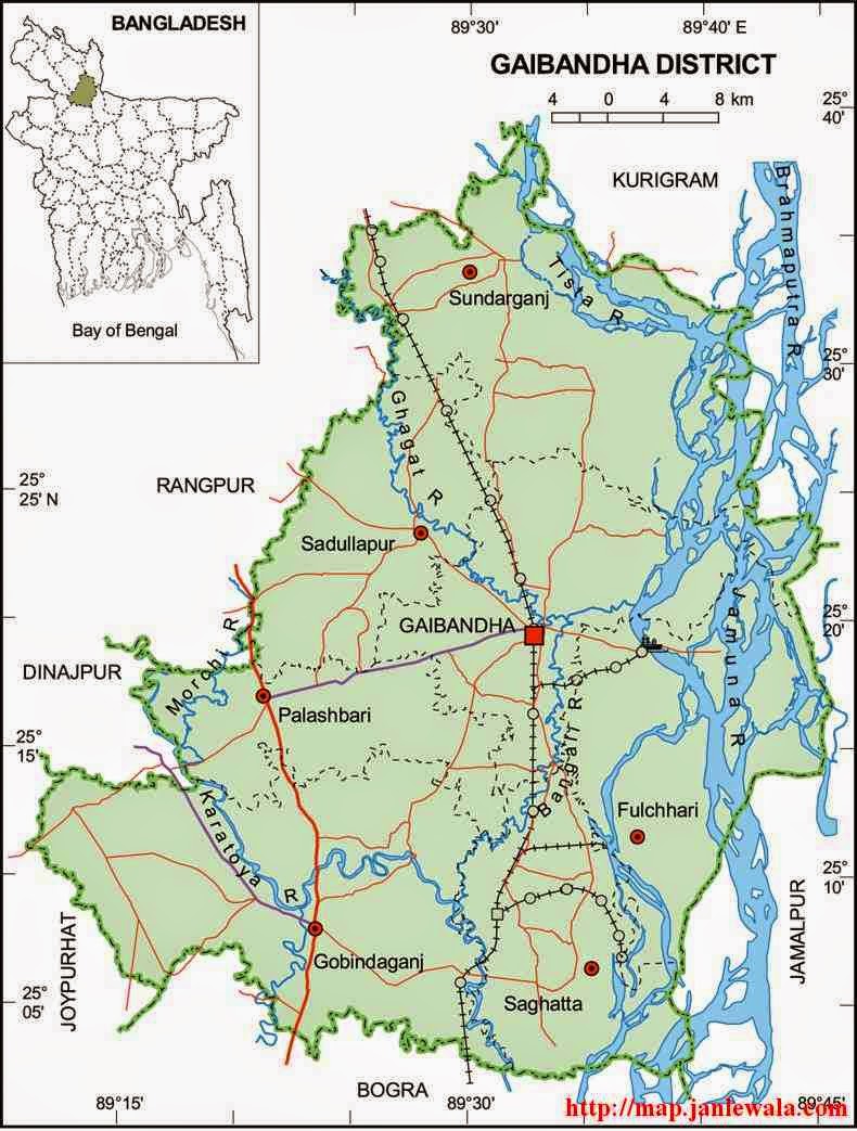 gaibandha zila map of bangladesh