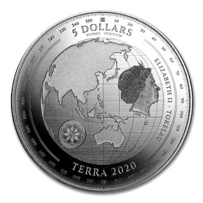 Монета Токелау Терра (Земля) 2020, серебро 1 унция
