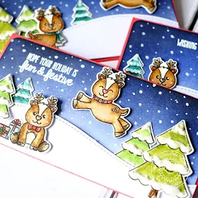 Sunny Studio Stamps: Gleeful Reindeer Money Pocket Christmas cards by Lexa Levana.