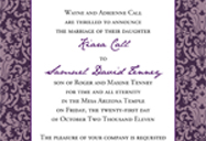 Purple Damask Wedding Invitation, Temple Wedding Invitation