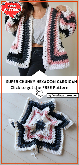 Super Chunky Hexagon Cardigan - Free Crochet Pattern