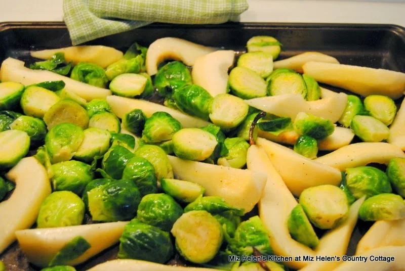 Roasted Brussels Sprouts with Pears  at Miz Helen's Country Cottage