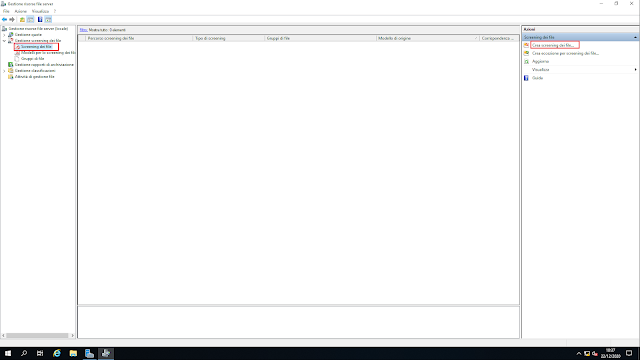 Crea screening dei file